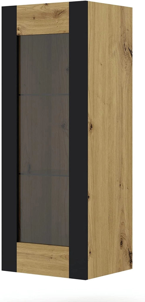 VETRINA CREDENZA MADIE QUERCIA CON CORNICI NERE 125X48X40CM MONDI