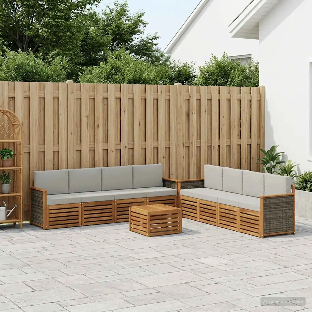 Set divani con cuscino 9 pcs Legno di Acacia Massello