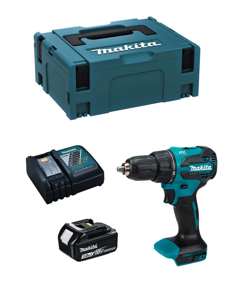 Trapano a Percussione MAKITA DHP490RFJ1 (1 x 3,0Ah + DC18RC + MAKPAC 2)