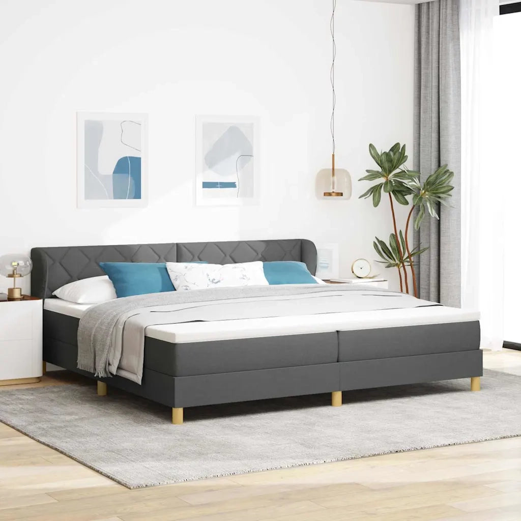 Letto a molle con materasso Grigio scuro 200 x 200 cm Tessuto 3340298