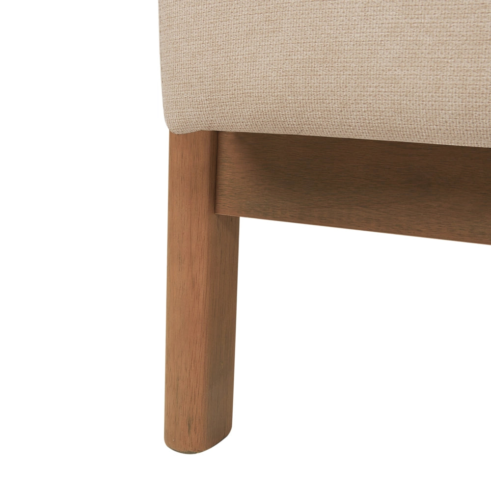 Poltrona in tessuto beige Gambe in legno con braccioli e cuscino Soggiorno classico tradizionale