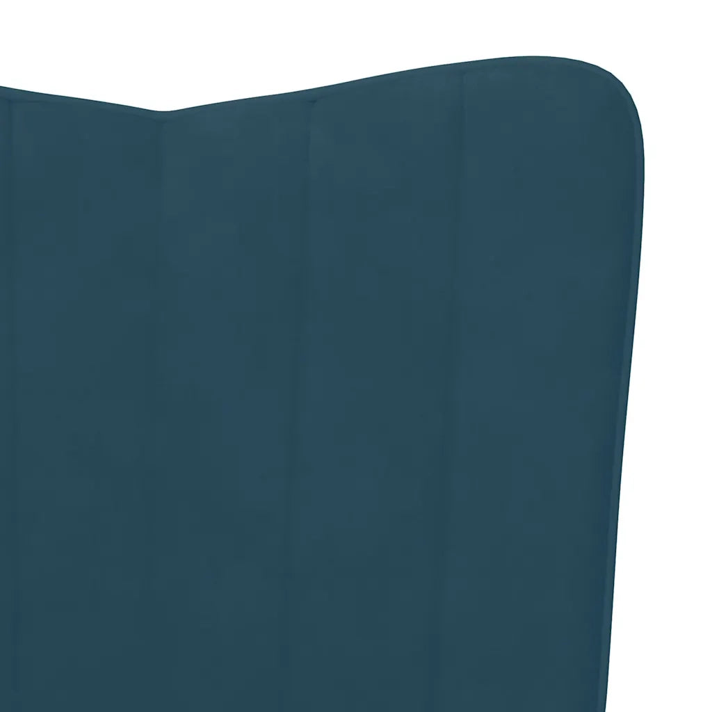 Divano Sedia-Poltrona Relax con Sgabello Blu in Velluto