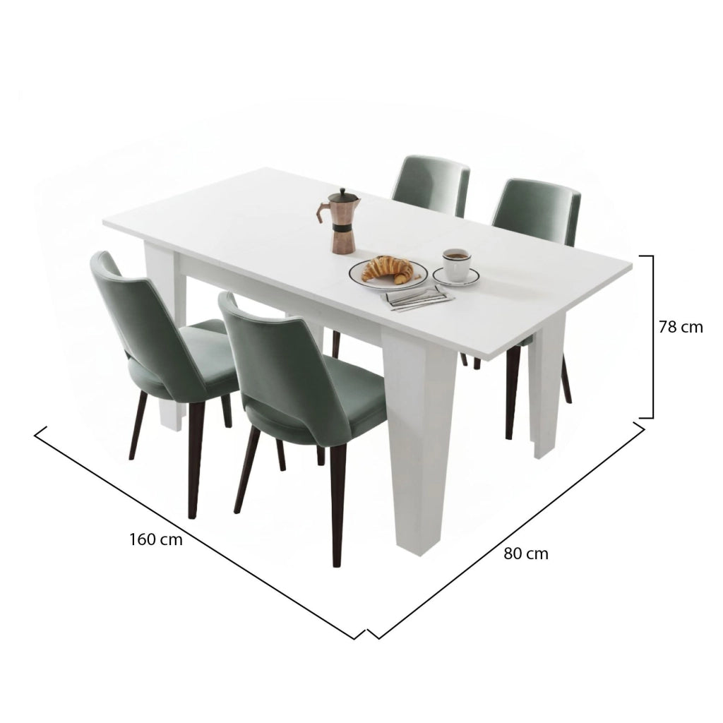 Pizzoli, Tavolo Allungabile Allungabile, 160x80x78h cm Bianco