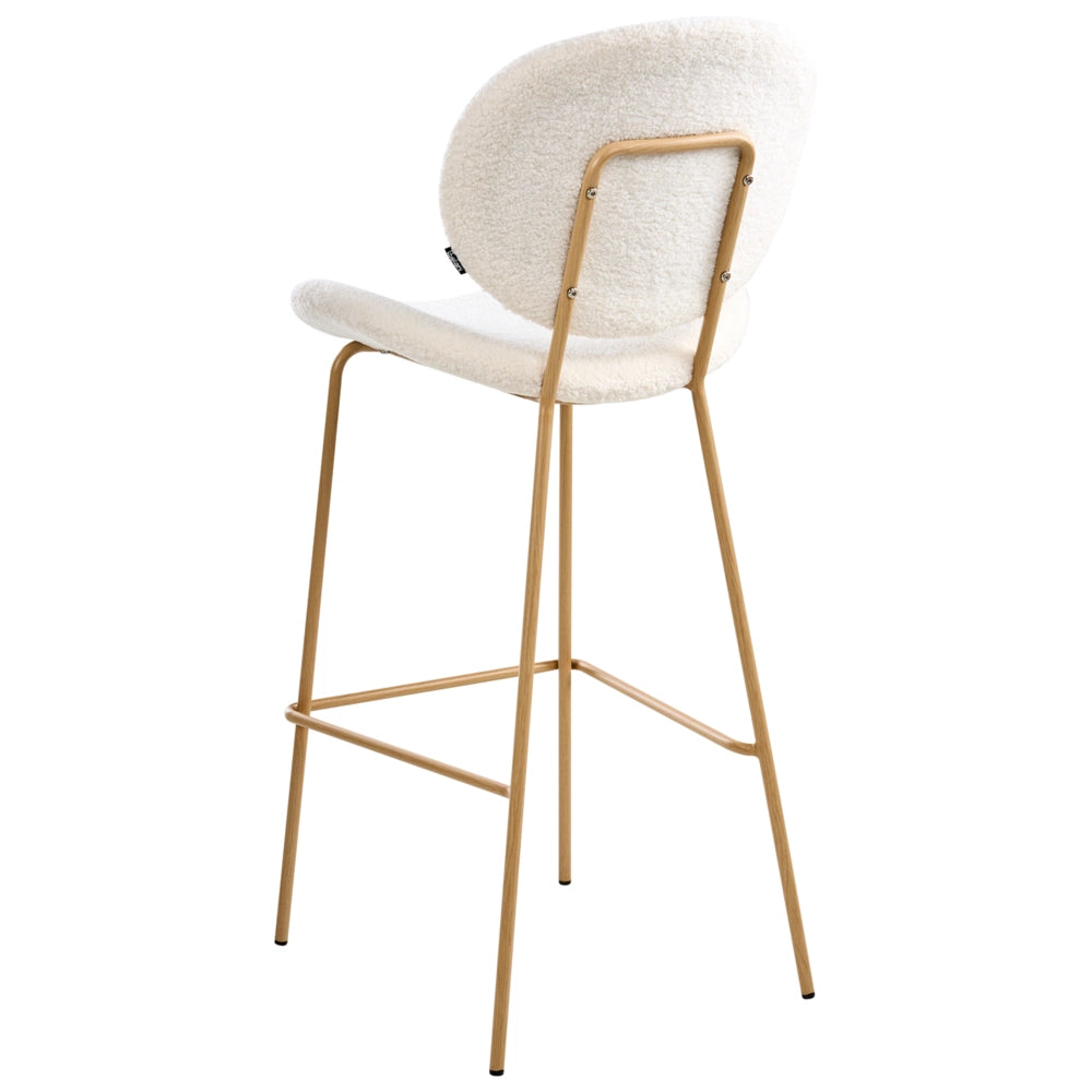 Set di 2 sedie con gambe senza braccioli Bouclè PU Gambe in ferro nero Design contemporaneo e retrò Sedute per la sala da pranzo bianco