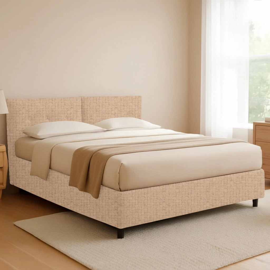 Leeds, Letto Piazza e Mezza Sfoderabile Made in Italy, Beige