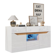 Credenza con 4 Cassetti; 2 Ante; 1 Vano e LED per Soggiorno in Pannello di Truciolato 140 × 40 × 70 cm Bianco