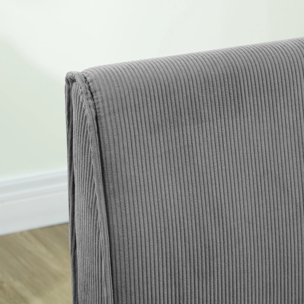 Divano a 2 posti in tessuto effetto corduroy con gambe in legno e seduta imbottita grigio 110 × 62 × 85 cm