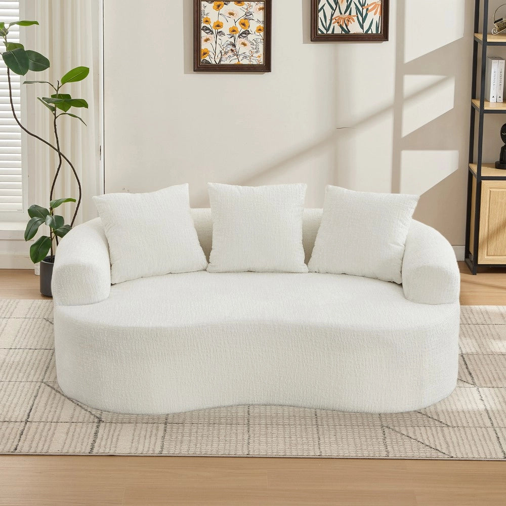 Divano 2 Posti Curvo con Cuscini in Chenille ¨C Xylo ¨C Grigio