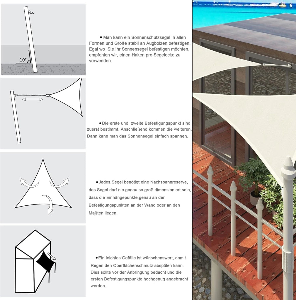 Tenda a Vela Ombreggiante Parasole Protezione HDPE Raggi UV 95% per Esterno Giardino per Esterno, Giardino e Terrazza, Piscina