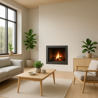 Camino a legna prefabbricato in ghisa con focolare aperto su due lati m100tghj2l