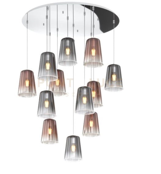 SOSPENSIONE CROMO TONDA 12 LUCI (6 RA + 6 CR) 1164CR-S12 T-RC