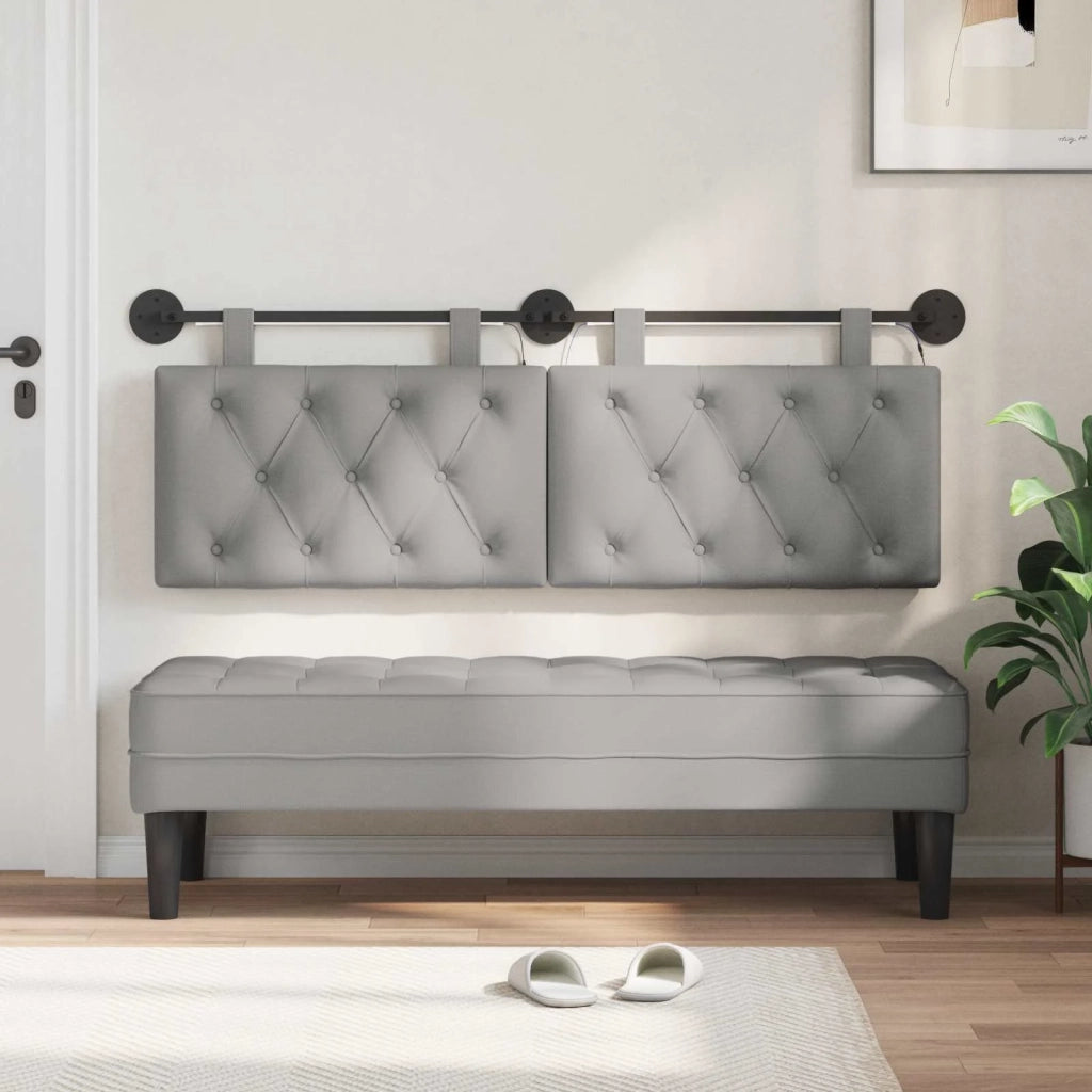 Testiera sospesa Con luce LED Grigio Nuvola Tessuto