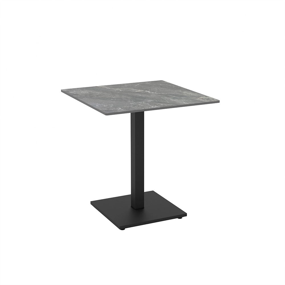 Tavolo quadrato Elora 70x70 con piano in ceramica effetto marmo grigio e struttura nera set 2 pz