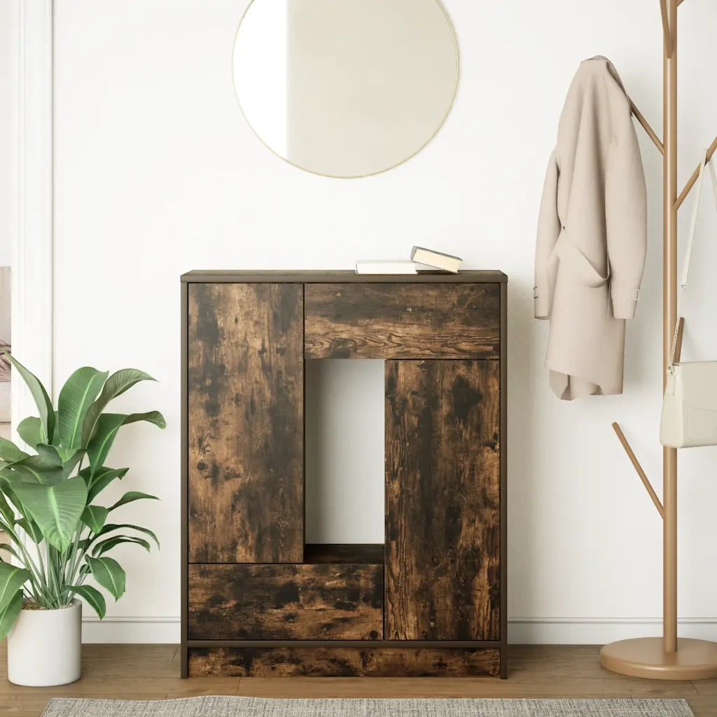 Credenza con Cassetti e Ante Rovere Fumo 73x31x90 cm 861854