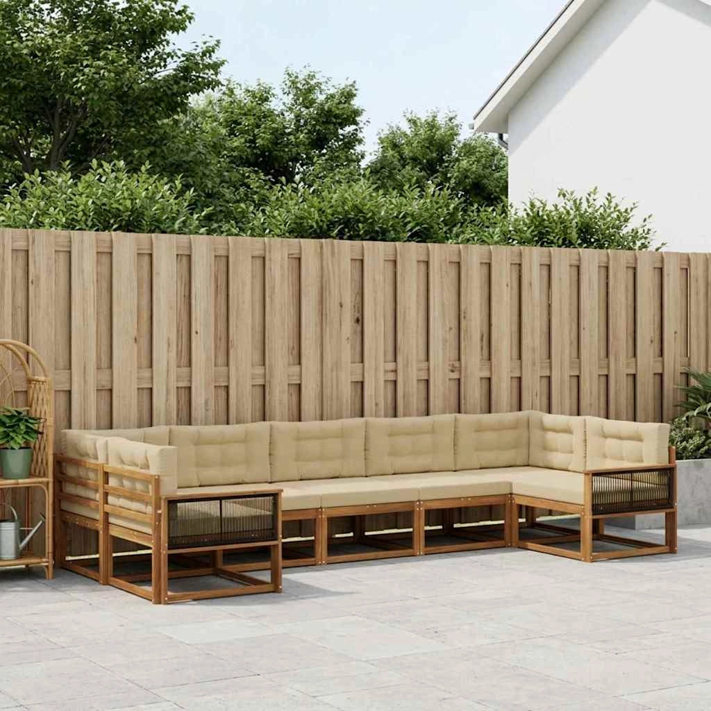 Set di divani da esterno 7 pz Naturale e Beige 3382866