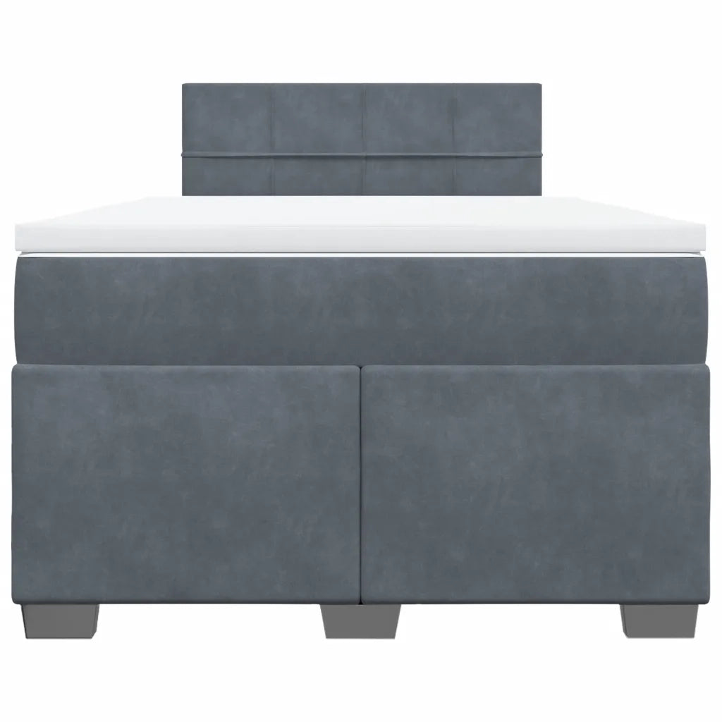 Giroletto a Molle con Materasso Grigio Scuro 120x200 cm Velluto