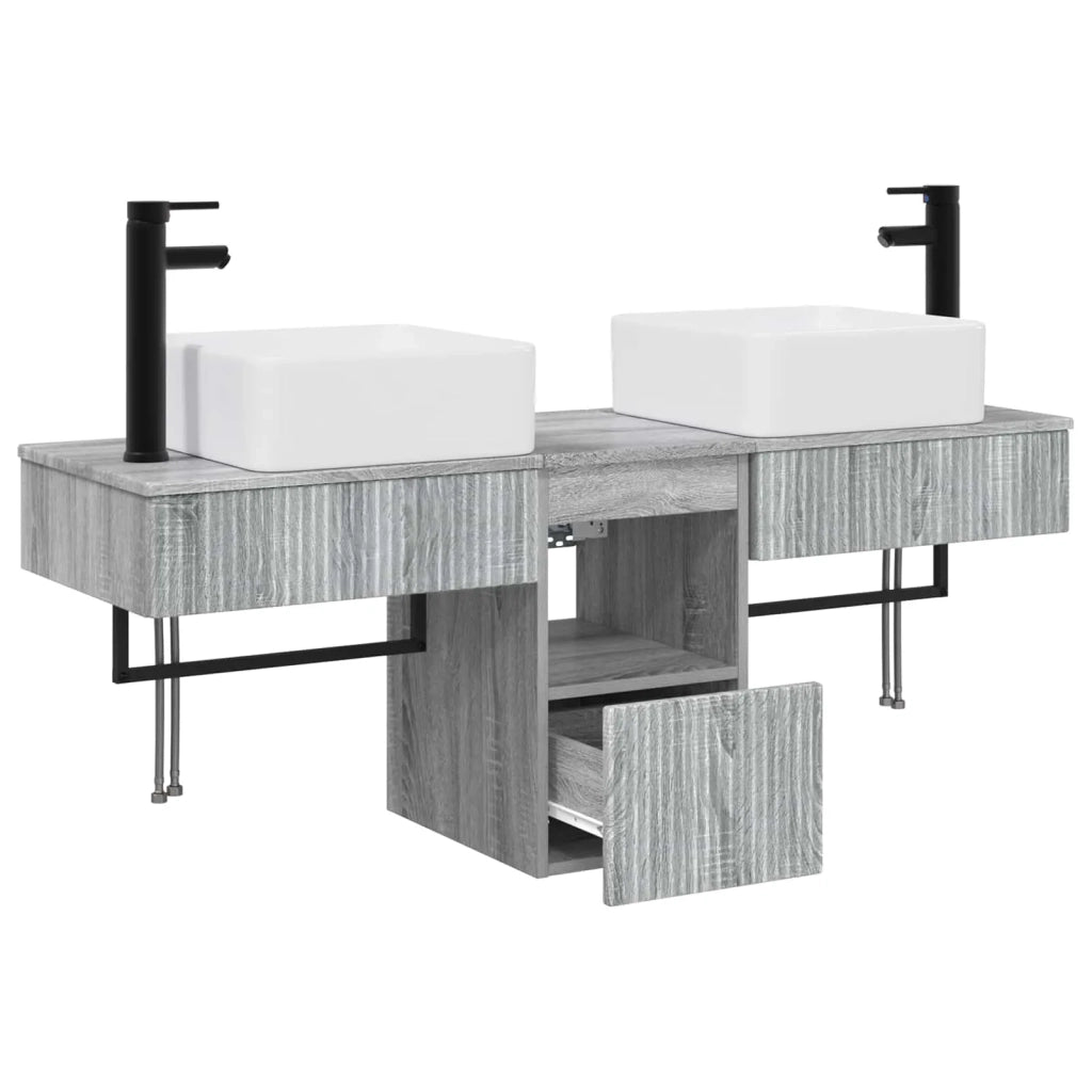 Set di mobili per il bagno 3 pz Sonoma grigio 3405603