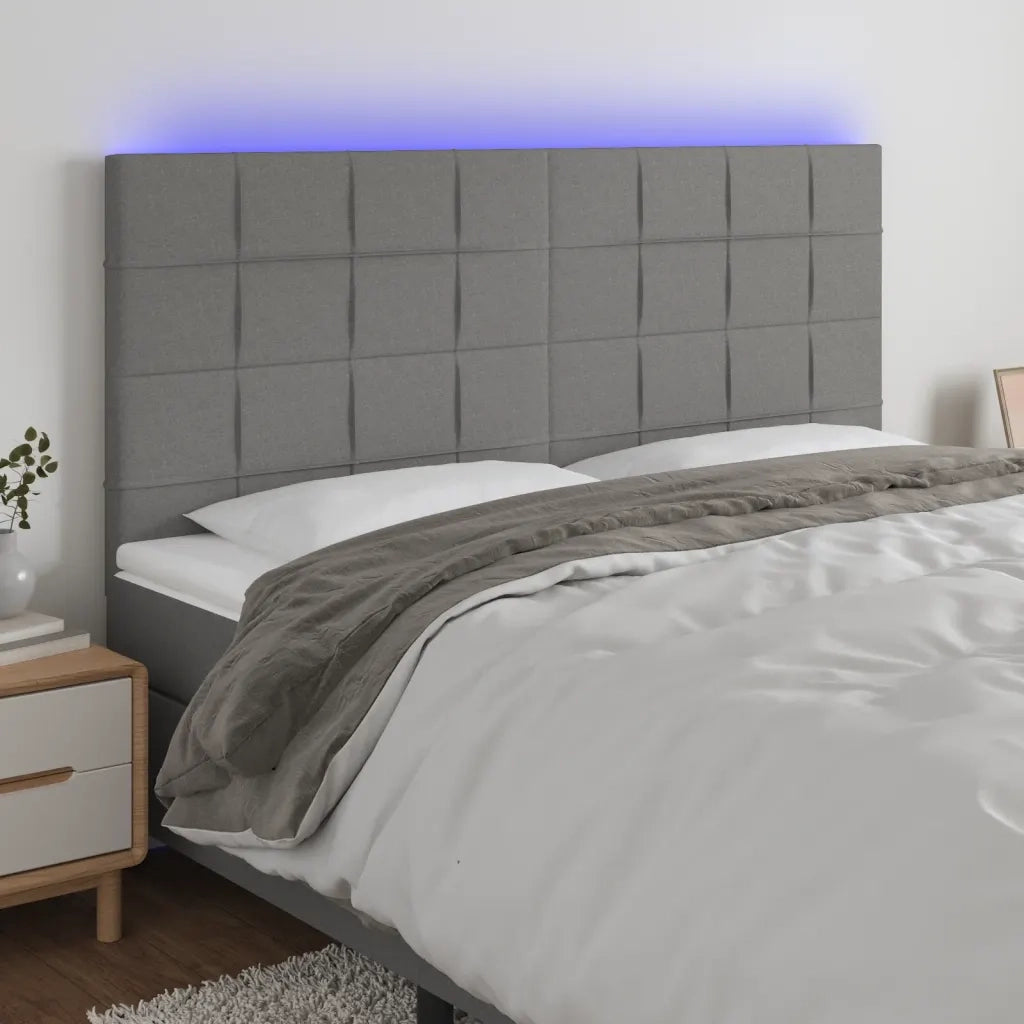 Testiera | Testata a LED GrigioScuro 160x5x118/128cm inTessuto