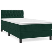 Letto singolo | Letto per adulti | Giroletto a Molle con Materasso Verde Scuro 90x190 cm Velluto