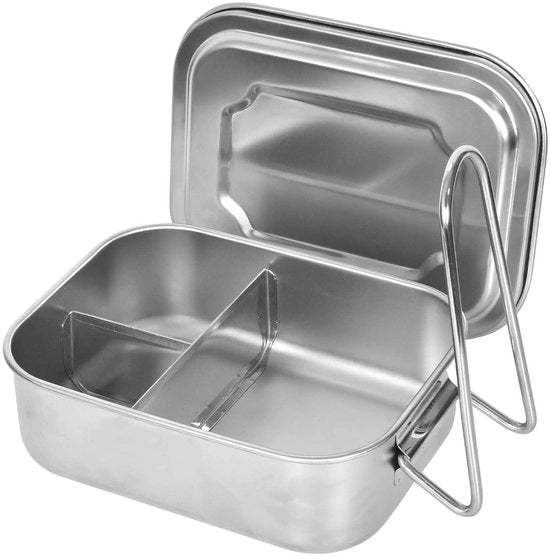 Lunchbox in acciaio inossidabile, 1000 ml bentobox a 3 compartimenti, confezione metallica impermeabile per sandwich, insalate e snack per adulti e bambini, ideale per ufficio, scuola e pic nic.