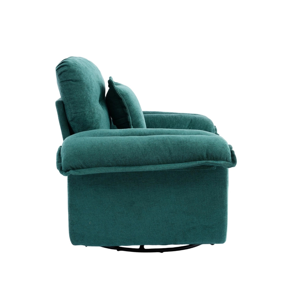 Poltrona girevole Chenille 360° oversize con cuscino di supporto per soggiorno, camera da letto e cameretta