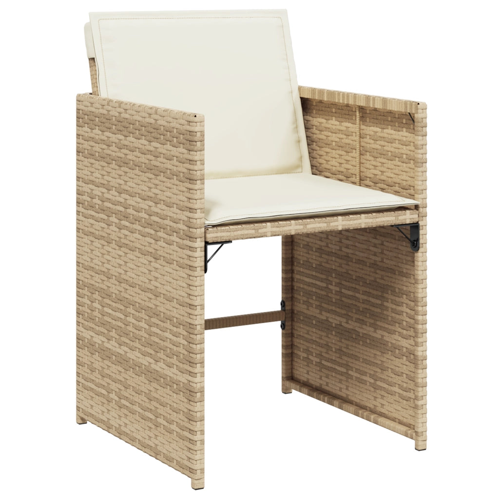 Set di 5 mobili da pranzo da giardino con cuscini - Polyrattan beige