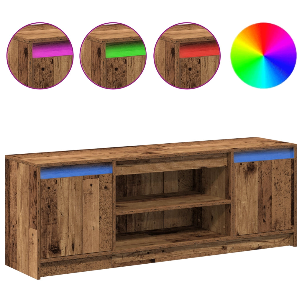 Mobile TV con LED Legno Old 139.5x34x50 cm Legno Ingegnerizzato