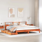 Letto Libreria senza Materasso Marrone Cera 180x200 cm in Pino