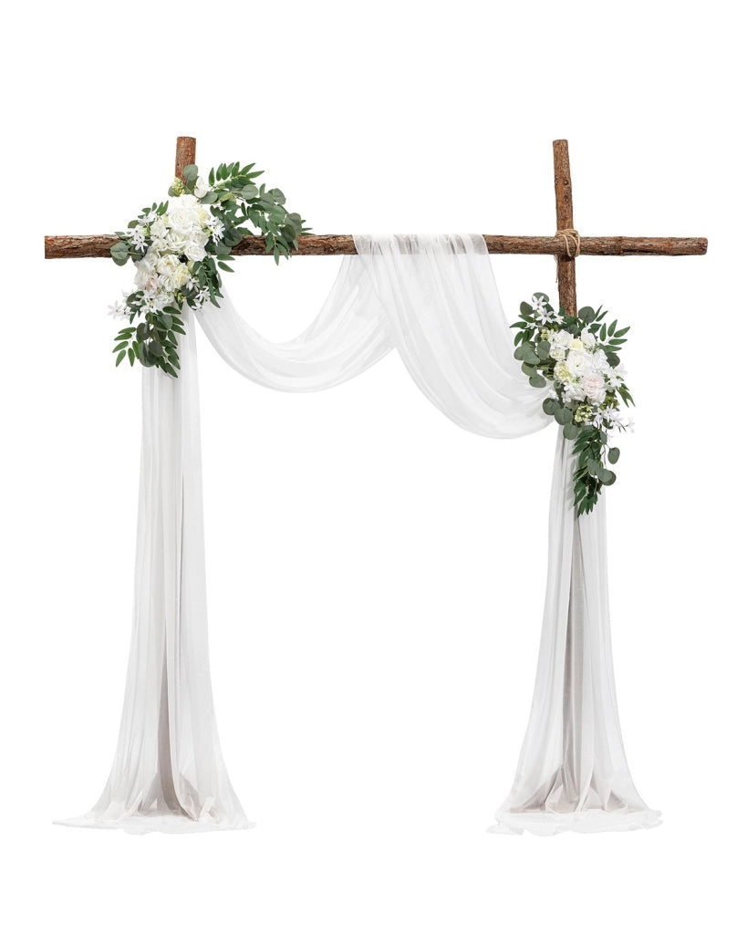 Fiori artificiali per arco nuziale con tenda XH-HQ01, set da 3 pezzi in seta bianco per cerimonia, decorazione facile da montare