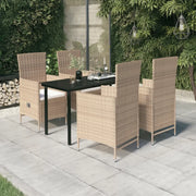 Set da Pranzo da Giardino Beige 5 pz con Cuscini cod mxl 39866