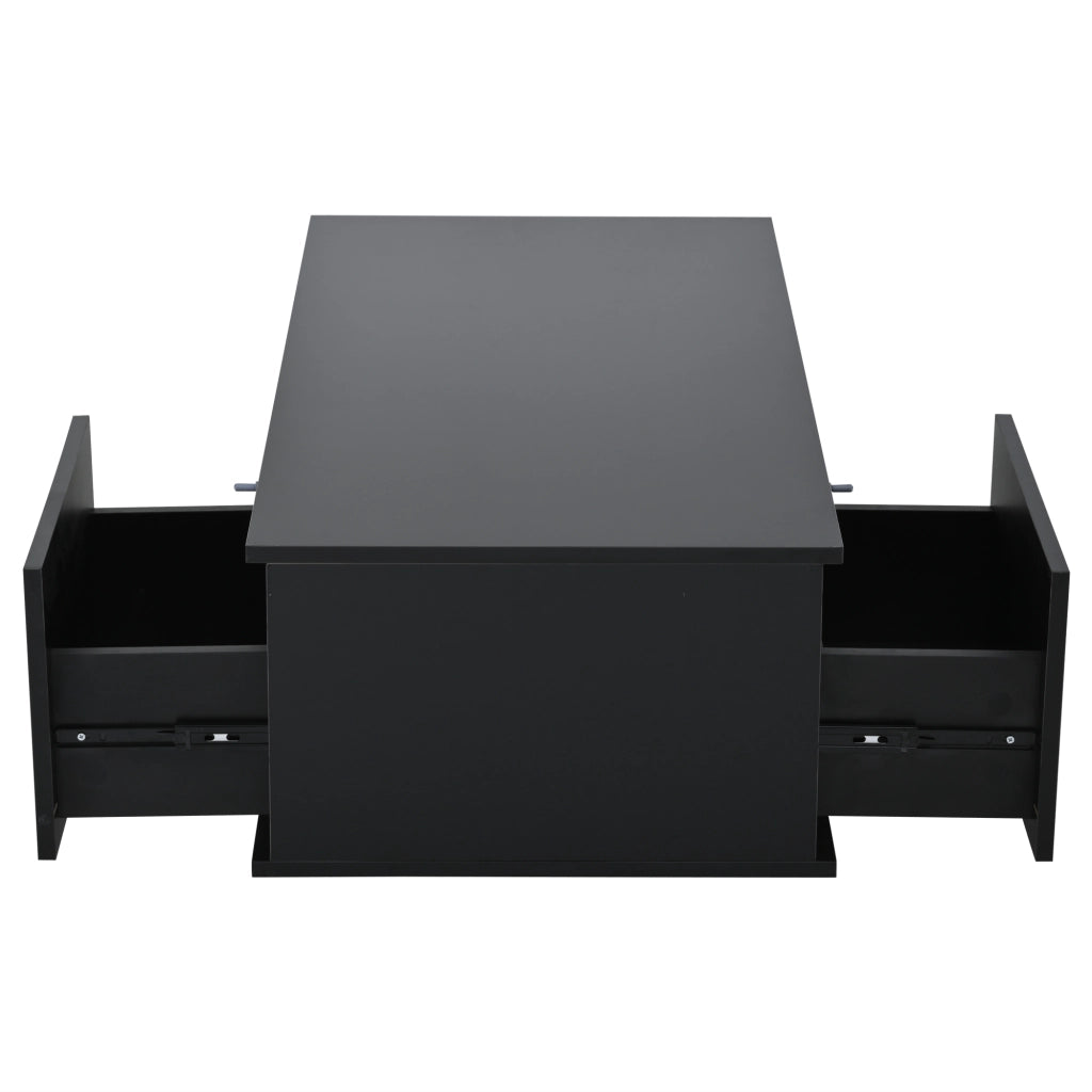 Tavolino da caffè con 2 cassetti e LED; per soggiorno; in MDF e vetro; 100 x 50 x 30 cm; nero