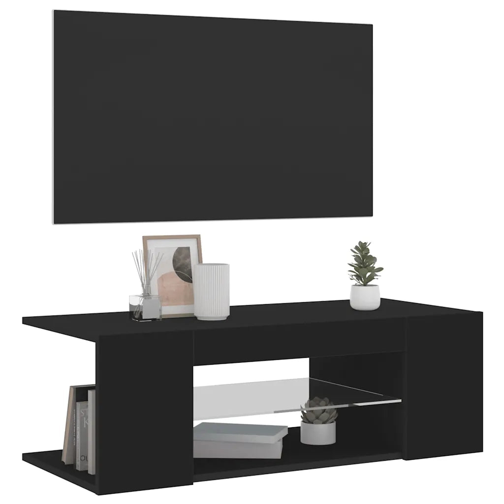 Mobile Porta TV con Luci LED Nero 90x39x30 cm