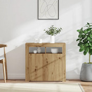 Credenza con Luci LED-Buffet-Armadio da cucina Artigianale 80x35x75 cm in Truciolato