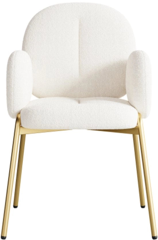 Sedia - Beige - Tessuto a Pelo - Gambe in Metallo Oro - 55x64,5x88cm