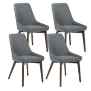 E-STYLO Sedia da pranzo in tessuto grigio scuro con gambe e struttura in massello di noce, 62cm X 49.5cm H. 87cm.