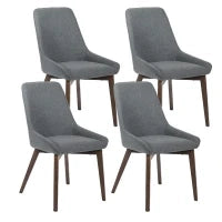 E-STYLO Sedia da pranzo in tessuto grigio scuro con gambe e struttura in massello di noce, 62cm X 49.5cm H. 87cm.