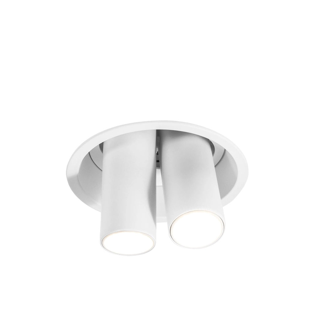 Faretto da Incasso Orientabile GFA 2x8W LED 3000K con Doppio Spot Indipendente, Finitura Bianco Satinato, IP20, Classe II - Gealuce