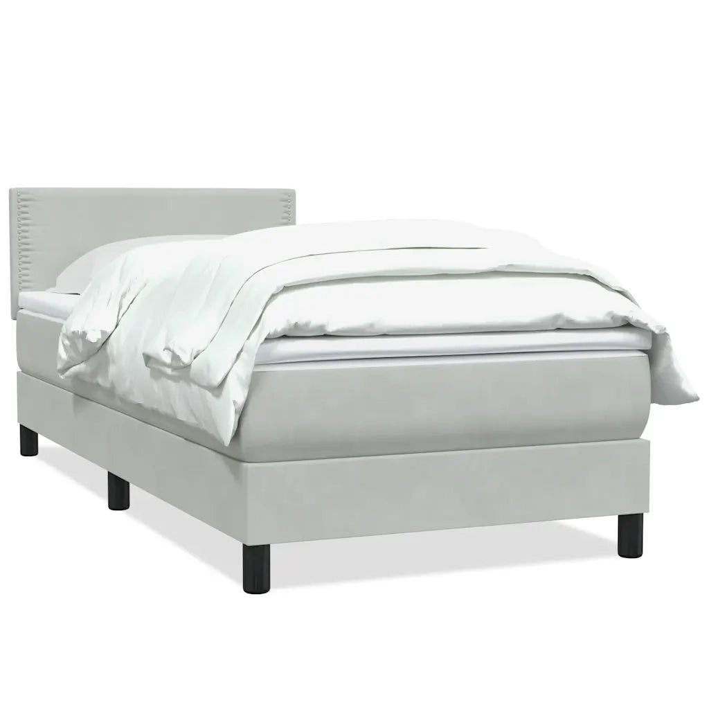 Giroletto a Molle con Materasso Grigio Chiaro 80x210 cm Velluto