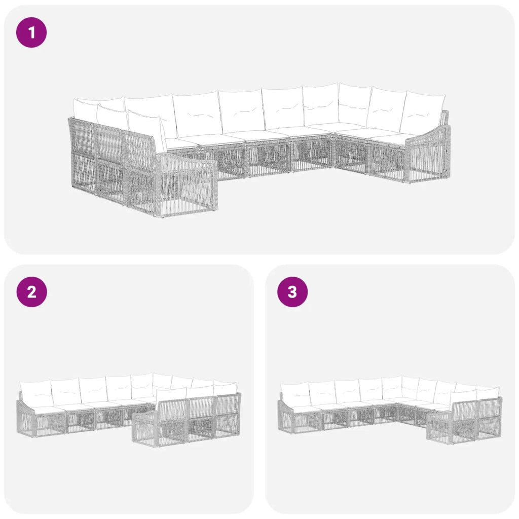 Set Divano da Giardino 10 pcs Nero polyrattan 3436114