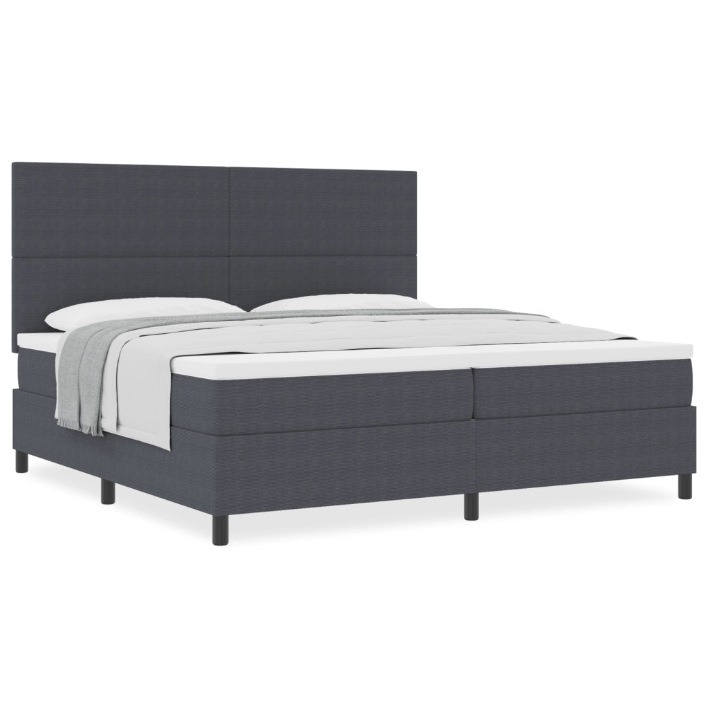 Letto con Box Spring e Materasso Grigio Scuro 200x200 cm Tessuto a Coste
