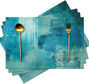 Placemats Moderni per Cucina in Stoffa con Disegno Abstracto Blu e Grigio 18 x 12 Pollici