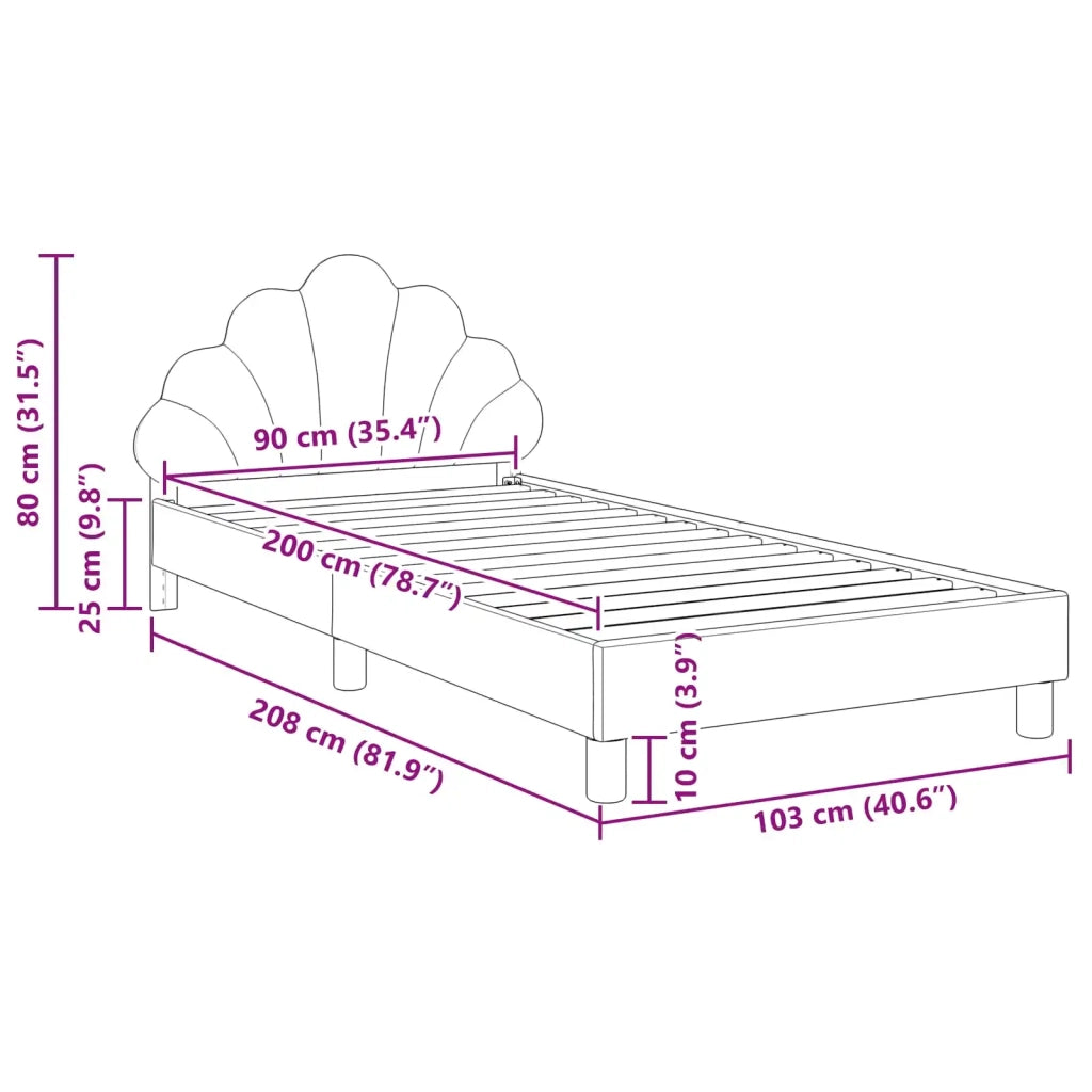 Struttura letto bambini con testata Viola 90 x 200 cm Velluto 42011166