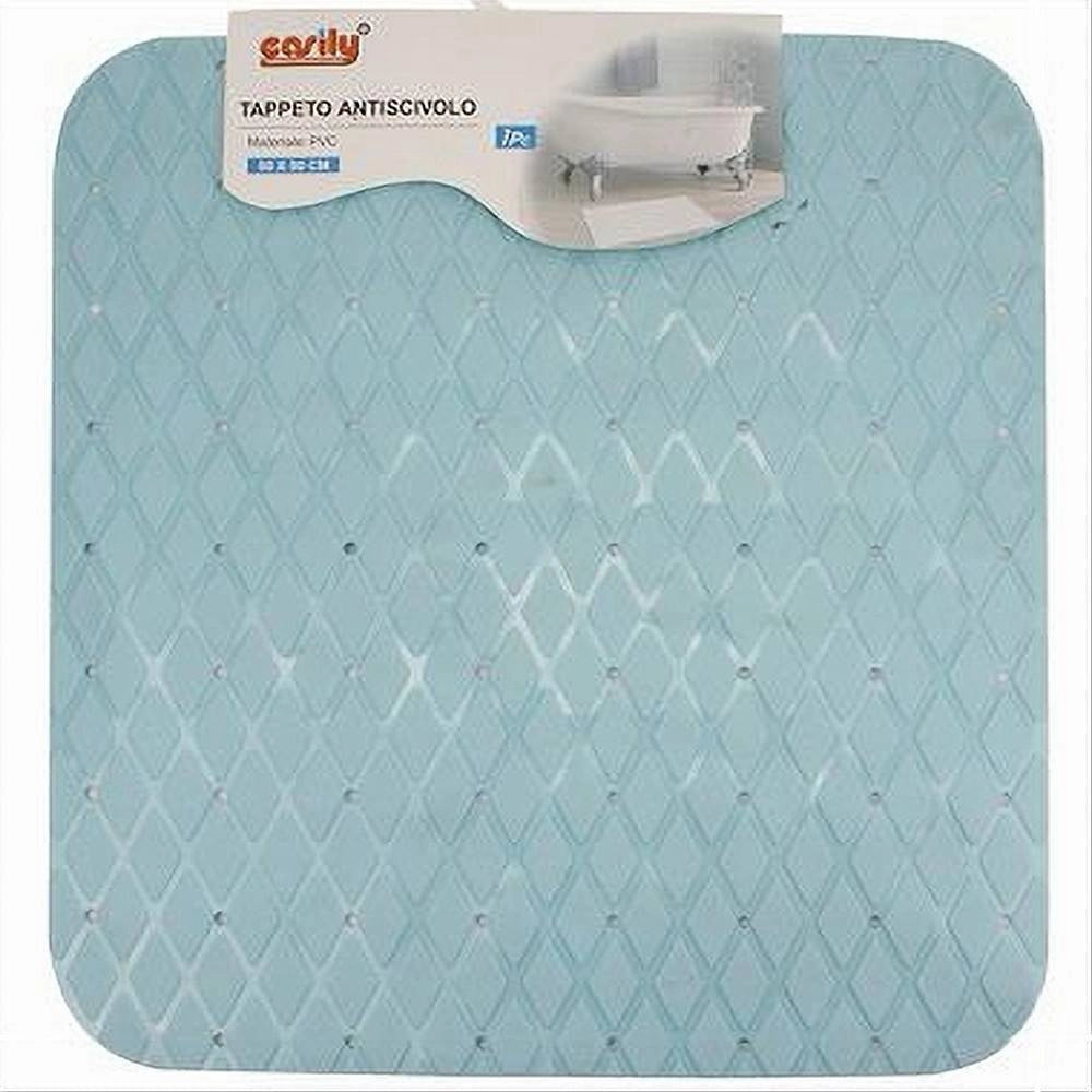 Trade Shop - Tappeto Tappetino In Pvc Antiscivolo Per Vasca Bagno Doccia 50x50cm 79730 Azzurro -