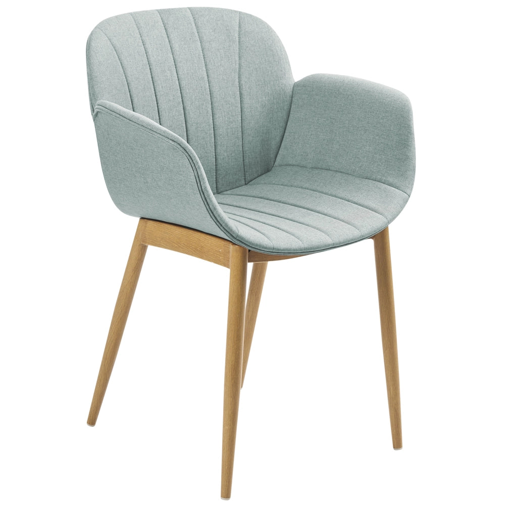 Set di 2 sedie da pranzo con imbottitura in tessuto verde menta Seduta da pranzo dal design moderno e contemporaneo