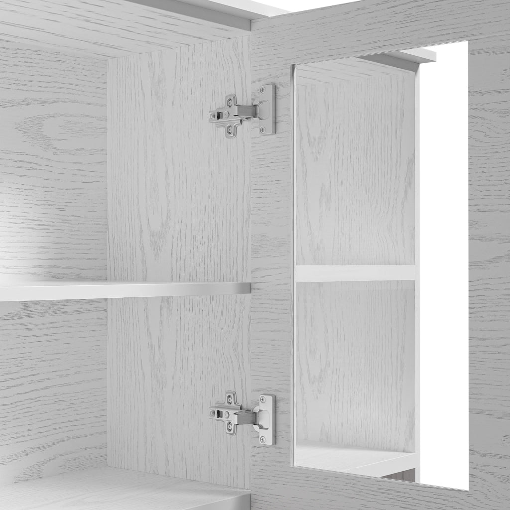 Credenza alta con 5 ante e 1 cassetto - per soggiorno - 114×40×190 cm - bianco e marrone