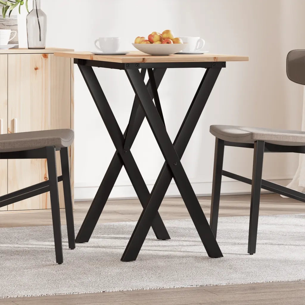 Tavolo da Pranzo | Tavolo da cucina Telaio a X 80x50x75 cm Legno Pino e Acciaio