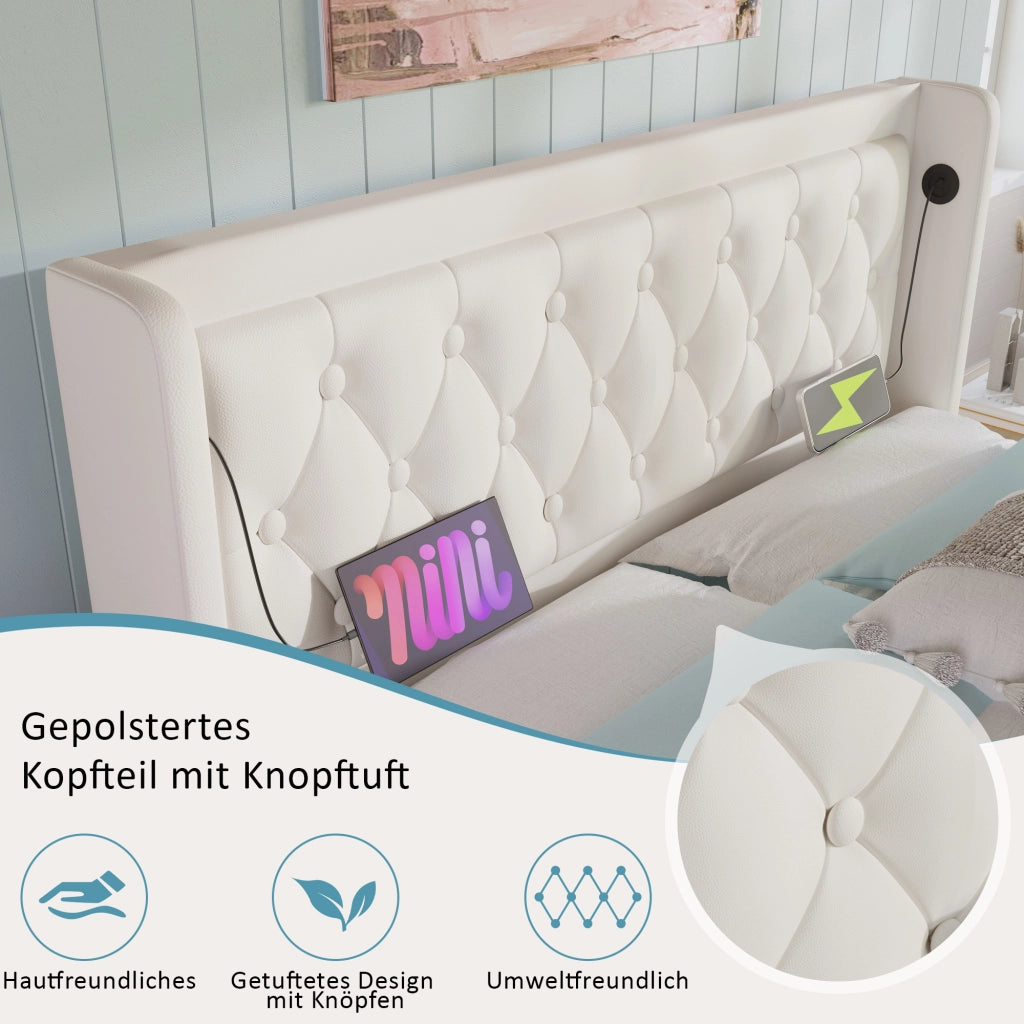 letto imbottito pu bianco 140 x 200 cm