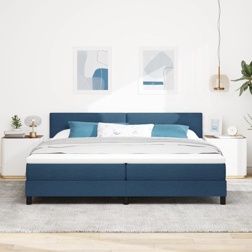Letto con Box Spring e Materasso & LED Blu 200x200 cm Tessuto