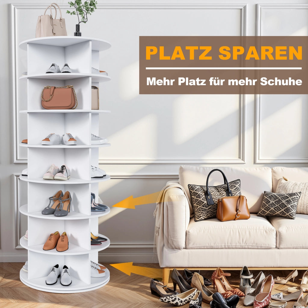 SCARPIERA Girevole 60x60x161 cm PVC Bianco 7 livelli