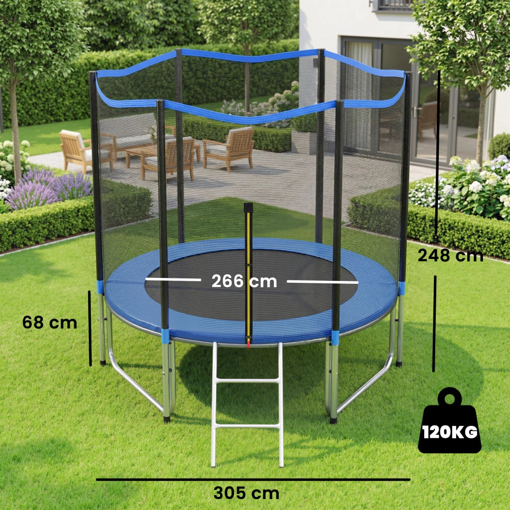 Trampolino da giardino 305 cm con rete ¨C zephmum ¨C Grigio